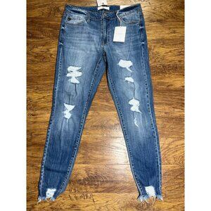 KanCan Medium Wash Mid Rise Distressed Super Skinny Jeans New size XL
